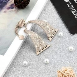 Elegancensplendour Fashion Jewelry Tesoro Rhinestone Stainless Steel Apple Watch Bracelet Strap