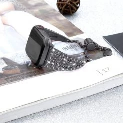 Elegancensplendour Fashion Jewelry Tesoro Rhinestone Stainless Steel Apple Watch Bracelet Strap