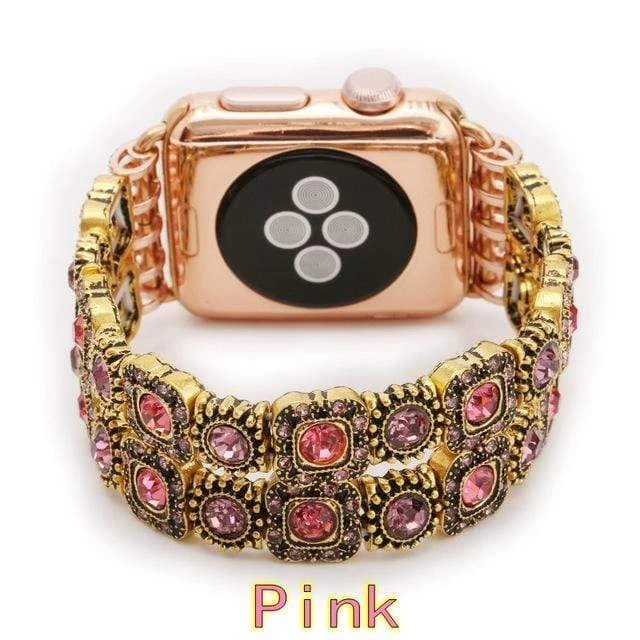Elegancensplendour Handmade Coloured Crystal Stones Apple Watch Strap Band 6 Elegancensplendour Handmade Coloured Crystal Stones Apple Watch Strap Band