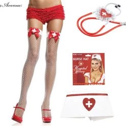 Ebay Sexy Red Hospital Honey Stethoscope Thigh High Hat Nurse Costume Kit