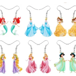 AliExpress Fashion Jewelry Disney Princess Earrings Ariel Aurora Cinderella Jasmine Belle Snow White Elsa