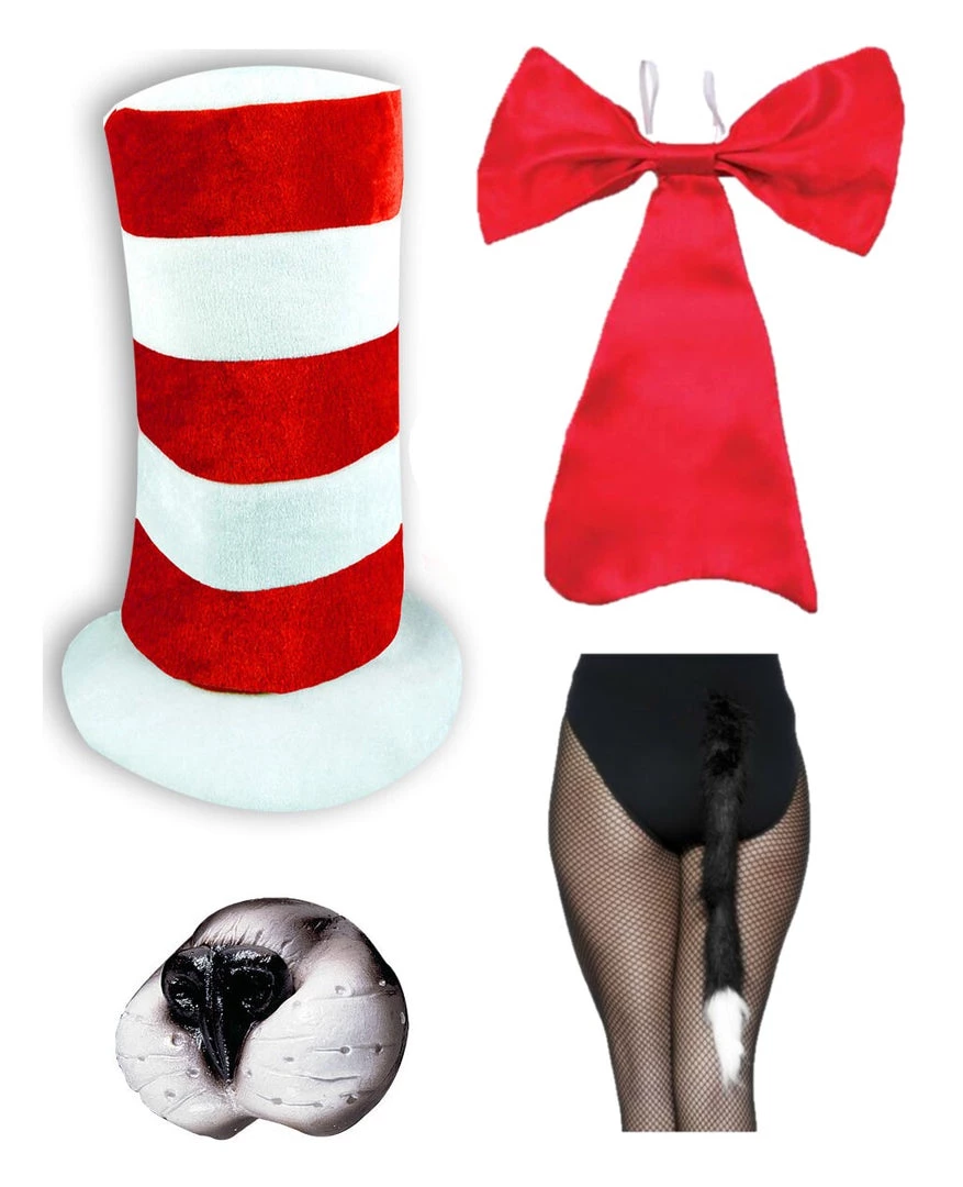 EB Costume Accessories Dr Seuss Cat In The Hat Nose Bow Tie Top Hat Kids Costume Kit 1 EB Costume Accessories Dr Seuss Cat In The Hat Nose Bow Tie Top Hat Kids Costume Kit