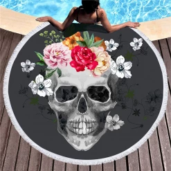 AliExpress Large Round 3D Beach Towel Blanket Skull Printed Bath Yoga Mat Picnic Blanket Wall Tapestry Home & Garden