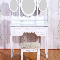 Ebay Vanity Dressing Table With Tri-Folding Mirror & 7 Drawers Plus Padded Stool Make Up Table Home & Garden