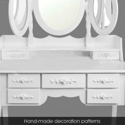Ebay Vanity Dressing Table With Tri-Folding Mirror & 7 Drawers Plus Padded Stool Make Up Table Home & Garden