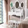 Ebay Vanity Dressing Table With Tri-Folding Mirror & 7 Drawers Plus Padded Stool Make Up Table Home & Garden