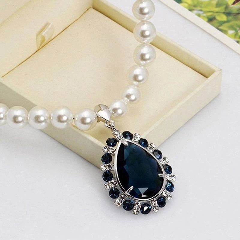 Crazy Crazy & More Crazy Deals Water Drop Blue Sapphire And Rhinestone Pendant Locket On Pearl Necklace Fashion Jewelry 2 Crazy Crazy & More Crazy Deals Water Drop Blue Sapphire And Rhinestone Pendant Locket On Pearl Necklace Fashion Jewelry