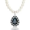 Crazy Crazy & More Crazy Deals Water Drop Blue Sapphire And Rhinestone Pendant Locket On Pearl Necklace Fashion Jewelry