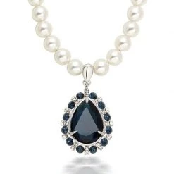 Crazy Crazy & More Crazy Deals Water Drop Blue Sapphire And Rhinestone Pendant Locket On Pearl Necklace Fashion Jewelry