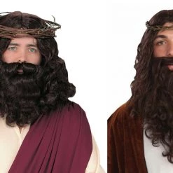 Crazy Crazy & More Crazy Deals Wigs Jesus Christ Wig Beard Moustache With Crown Of Thorns Easter Costume Set